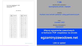 Egzamin zawodowy odpowiedzi T06 Sporządzanie potraw i napojów czerwiec 2020 [upl. by Losyram]