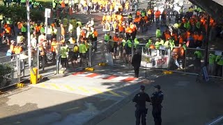 Thousands of CFMEU protestors gather outside ALP national conference [upl. by Hadwyn]