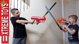 Ethan Vs Cole Nerf Blasters and Nerf Sword Attack [upl. by Ttocs]