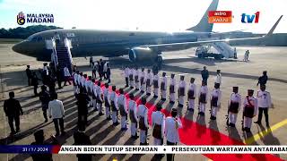 AgongKita Keberangkatan tiba Sultan Ibrahim di Pangkalan Tentera Udara Subang [upl. by Elahcim]