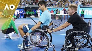 Novak Djokovic plays wheelchair tennis  Australian Open 2017 [upl. by Petulia]