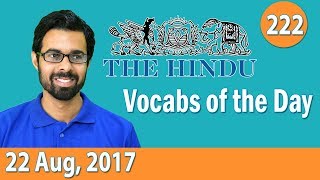 ✅ Daily The Hindu Vocabulary 22 Aug 2017  Learn 10 New Words with Tricks  Day222 [upl. by Nimzaj]