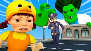 The Great Sacrifice of Nick Police and Doll Squid Game 2  Zombie Scary Teacher 3D Brave Police [upl. by Aynotahs]