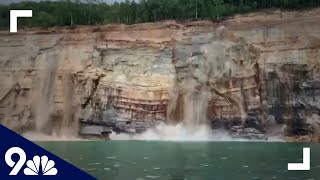 Boaters watch cliff collapse along Lake Superior [upl. by Ragde]