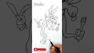 Drawing Wile E Coyote from Looney tunes  Road Runner cartoon characters wileecoyote drawing [upl. by Cresida395]