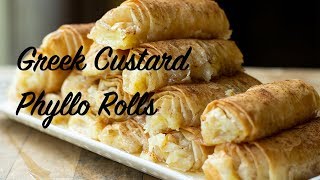 Galaktoboureko Rolls Greek Custard Phyllo Rolls [upl. by Schwejda]