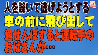 【スカッとする話 Ⅱ】人を轢いて逃げようとする車の前に飛び出して通せんぼすると運転手のおばさんが･･･（スカッとんCH） [upl. by Ecitnirp410]