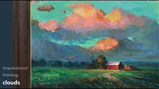 Impressionist Landscape  Easy Acrylic Painting  Sunset Scene [upl. by Petrick71]