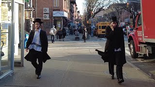 Walking Hasidic Jewish Community of Williamsburg Brooklyn during Hanukkah 2020 [upl. by Ahtelat]