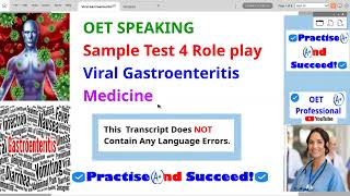 OET Speaking Sample Test 4 Medicine Viral Gastroenteritis [upl. by Yorgerg]