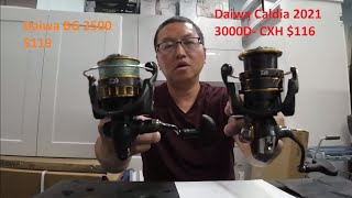 116 Daiwa Japan BG 2021 CALDIA LT3000CXH VS 119 DAIWA USA BG 25000 UNBOXING [upl. by Nicholle]