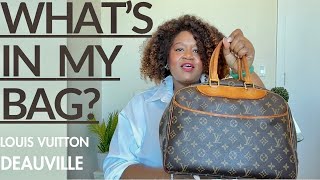 WHATS IN MY BAG  NYC TRAVEL ESSENTIALS  LOUIS VUITTON DEAUVILLE BAG [upl. by Abramo]