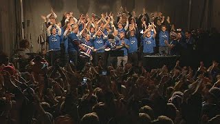 Iceland celebrates after team qualify for 2018 football World Cup in Russia [upl. by Ettelocin]