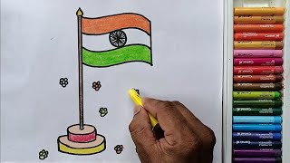 How to Draw National Flag  How to Draw Flag for Kids  Indian Flag Drawing and Colouring Easy [upl. by Eicats]