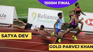 1500m Men Final  Parvej Khan 🥇 Satya Dev Fall Down in Last 😢  61st Open National 2022 [upl. by Itoyj5]