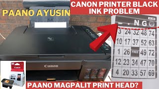 PAANO AYUSIN CANON PRINTER G2010 BLACK INK PROBLEM  PAANO MAGPALIT NG INK CARTRIDGE [upl. by Itnava]