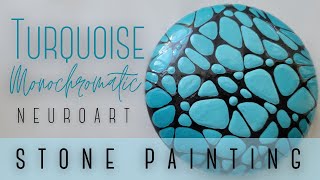 Turquoise Monochromatic NeuroArt Mandala Stone Painting [upl. by Nnaed]