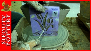 Pottery for Beginners  How to Make a Carved Pottery Vase decorated with flowers [upl. by Nnahsal]