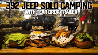 SOLO Jeep Wrangler 392 Teardrop Camping amp Truffle Bacon Smash Burgers ASMR [upl. by Eidassac820]