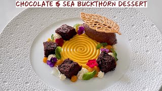 Michelin Star Chocolate Sea Buckthorn amp Ginger Dessert  Fine Dining Pastry Recipe [upl. by Ahsiekin]