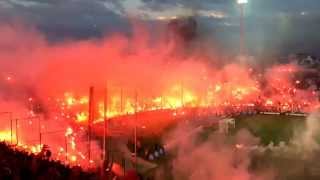 PAOK  Olympiacos 10 Greek Cup semifinal teams entrance Toumba Stadium [upl. by Nauqat755]