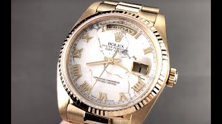 Rolex DayDate White Marble Dial 18038 Vintage Rolex Watch Review [upl. by Elon462]