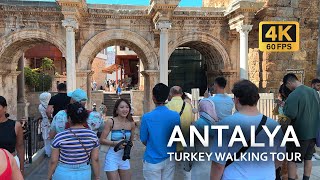 ANTALYA OLD TOWN Seafront Hadrians gate Kaleiçi  Antalya Turkey walking tour 2024 4K 60 FPS [upl. by Virgel]