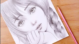 Pencil sketch  How to draw Cute Girl Face  step by step  Drawing Tutorial for beginners [upl. by Yvonne2]