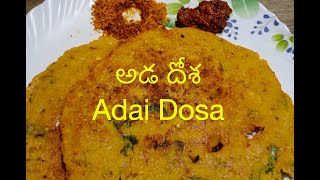 అడ దోశ  Adai Recipe  Adai Dosa Recipe  South Indian Special Lentil Dosa [upl. by Einahets]