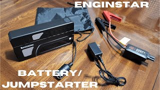 Enginstar Portable Battery and Car Jumpstarter with AC DC USB Outlet and LED Flashlight for Outdoors [upl. by Gorlicki]