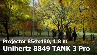 Unihertz 8849 TANK 3 Pro  Projector sample resolution 854x480 distance 18 m [upl. by Sabu323]