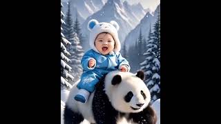 Cute Kid riding Panda [upl. by Flory770]