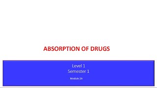 Lecture1  Absorption of drugs By Dr Elsayed Abdelhadi 2023  2024 [upl. by Conway550]