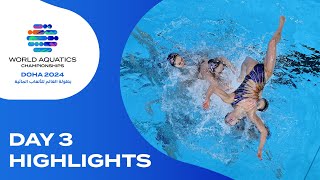 Day 3  Highlights  World Aquatics Championships  Doha 2024 [upl. by Fanchie]