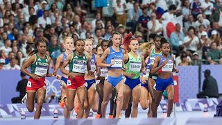 Italy Nadia Battocletti silver winning run vs Beatrice Chebet in womens 10000m Paris Olympics 2024 [upl. by Eisle333]