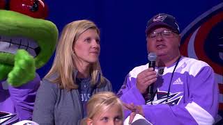 Natalie Jones MD interviewed by Columbus Blue Jackets Mike Todd at Hockey Fights Cancer night [upl. by Ayana488]