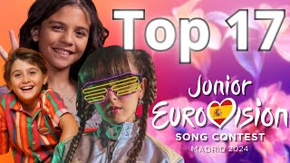 Junior Eurovision 2024 MY TOP 17 Before The Show [upl. by Ennad]