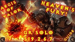 Diablo 3 S19 AoV Crusader Heavens Fury  GR Solo Meta Build 267 [upl. by Pardoes]