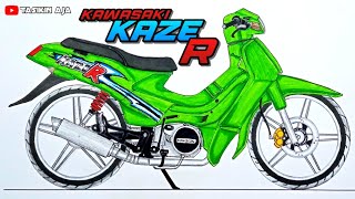 MENGGAMBAR MOTOR KAZE R  LUKIS MOTOR MODENAS KRISS 110 [upl. by Haeckel]