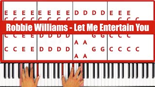 Let Me Entertain You Robbie Williams Piano Tutorial Easy Chords [upl. by Fernand]