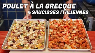 RECETTES RAPIDES FACILES ET ECONOMIQUES AU FOUR  POULET À LA GRECQUE amp SAUCISSES ITALIENNES [upl. by Elegna475]