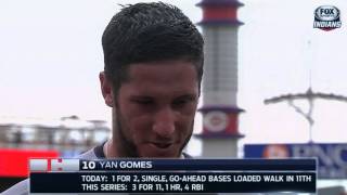 Yan Gomes after the game on the Tribes four bases loaded walks [upl. by Ennairoc]