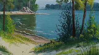 Sahil Manzara Akrilik Boya Landscape Acrylic Painting [upl. by Waddle26]