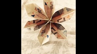 Geldblume falten  Blume aus Geld falten  Origami Geschenke [upl. by Aisekal]