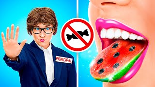 🍉HOW TO SNEAK FOOD INTO SCHOOL 📚 Cool Sneaking Tricks and Funny Moments by 123 GO [upl. by Ellinnet]