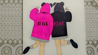 How to draw BlackpinkBlackpink drawing simpleBlackpink drawing cuteBlackpink drawing with colour [upl. by Calv]