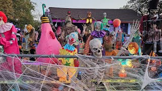 TikTok Famous Halloween House Menefee Manor San Antonio Nighttime [upl. by Eitirahc]