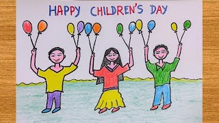 Childrens Day Drawing  Childrens Day Special Drawing  Happy Childrens Day Drawing easy [upl. by Epps850]