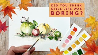 My Top Tips To Paint An Autumn Harvest Watercolour Still Life [upl. by Ydnab]