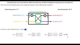 Rückwärmzahl eines Wärmetauschers einer kontrollierten Wohnraumlüftung berechnen [upl. by Kellyann692]